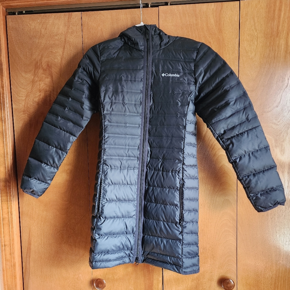 Womens Columbia Lake 22 Long Hooded Heat Seal 650-Fill Down Jacket Coat